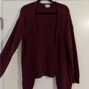 Deep Burgundy Knit Cardigan
